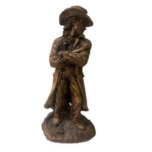 Vintage Glazed Ceramic 12” Cowboy Figurine Bronze Signed